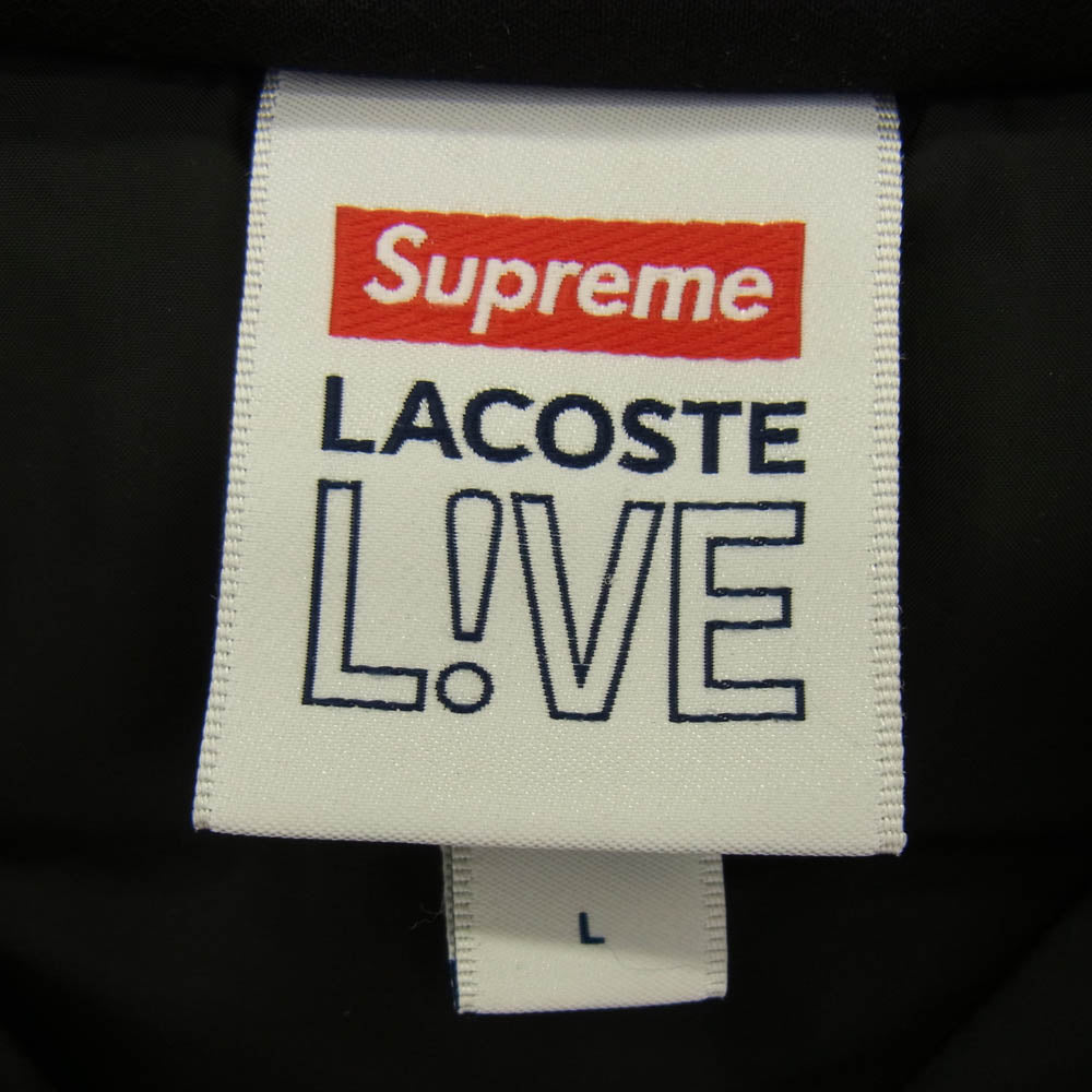 Supreme シュプリーム × LACOSTE ラコステ Puffy Half Zip Pullover ハーフジップ プルオーバー ブラック系 L【中古】