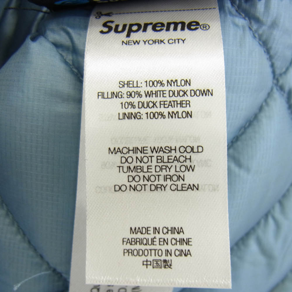 Supreme シュプリーム Spellout Quilted Lightweight Down Jacket スペルアウト ライト ダウンジャケット ライトブルー系 M【中古】