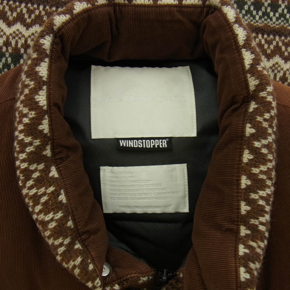 WHITE MOUNTAINEERING ホワイトマウンテニアリング WM1373229 WINDSTOPPER コーデュロイ ダウン ベスト ブラウン系 1【中古】