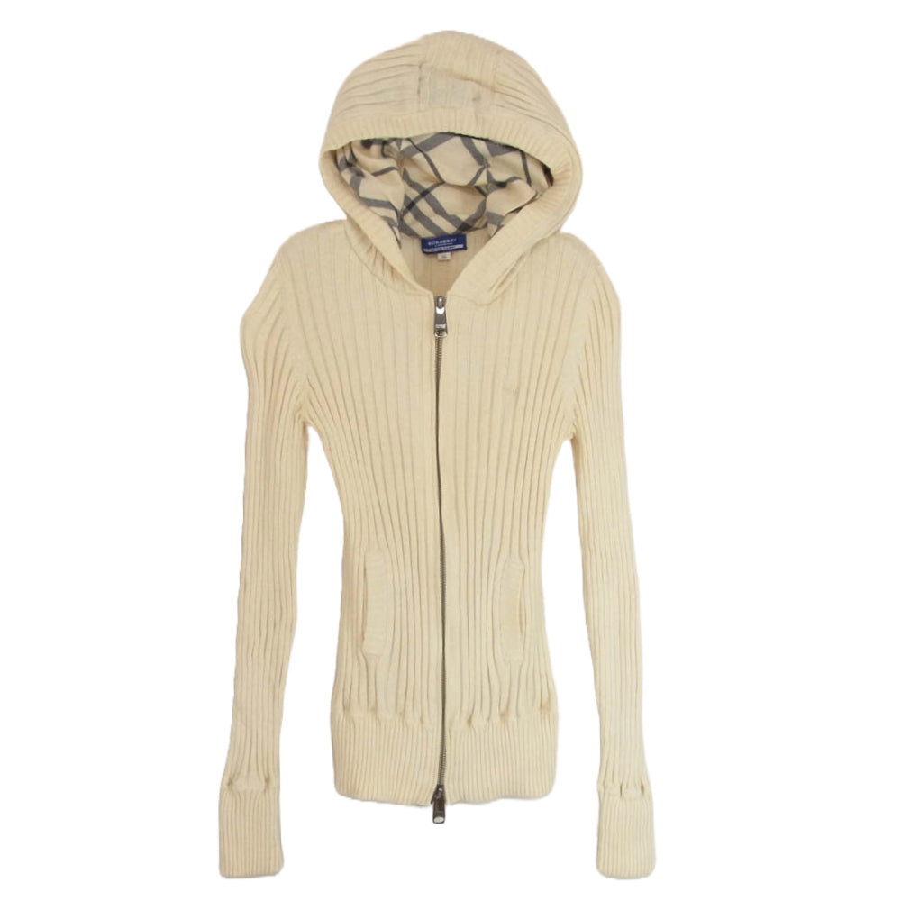 BURBERRY BLUE LABEL バーバリーブルーレーベル ジップ ニット パーカー オフホワイト系 38【中古】