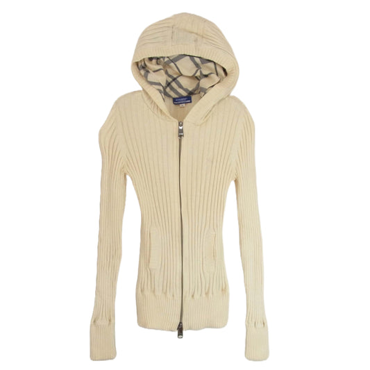 BURBERRY BLUE LABEL バーバリーブルーレーベル ジップ ニット パーカー オフホワイト系 38【中古】