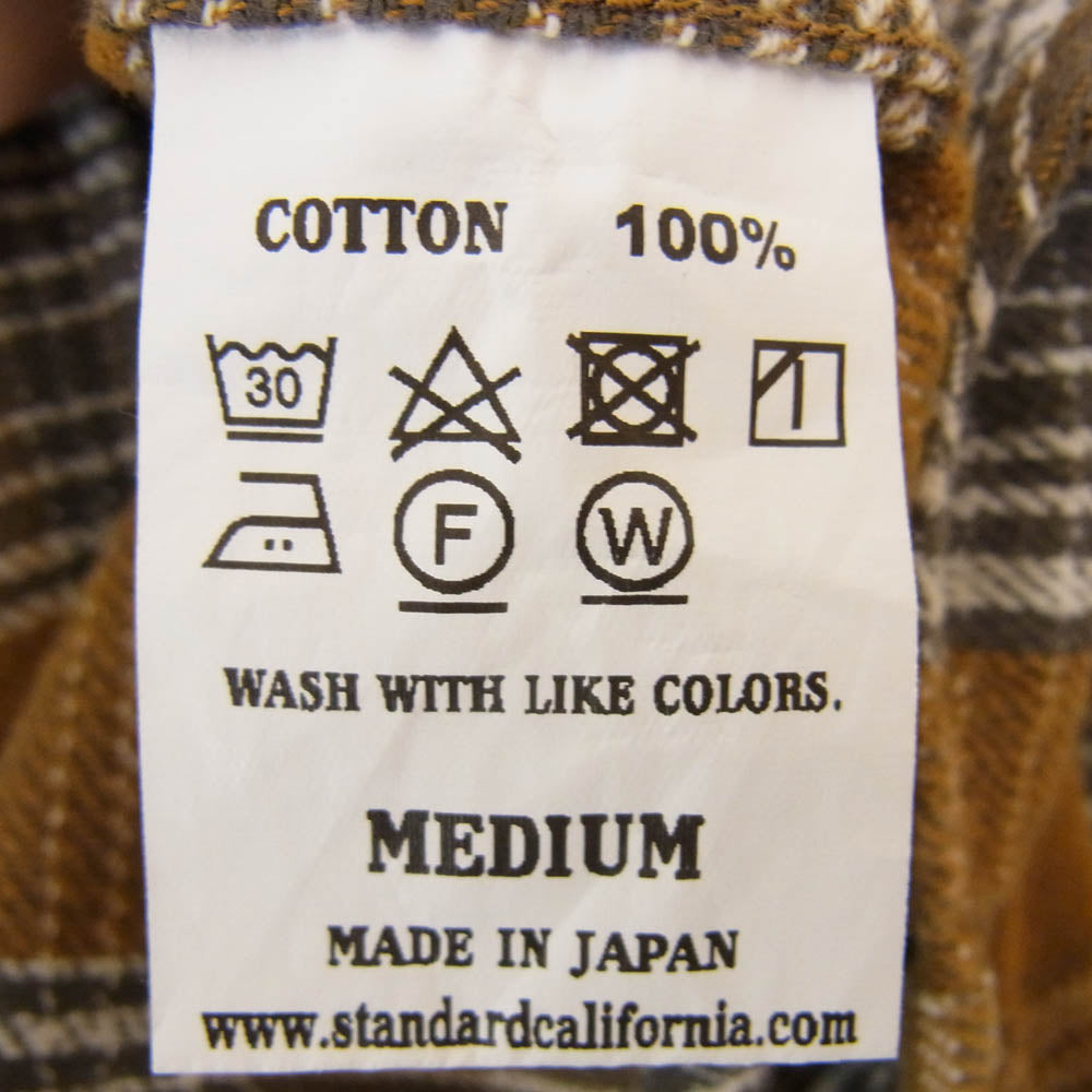 STANDARD CALIFORNIA スタンダードカリフォルニア SD Flannel Check Shirt フランネル チェック シャツ イエロー ブラウン系 M【極上美品】【中古】