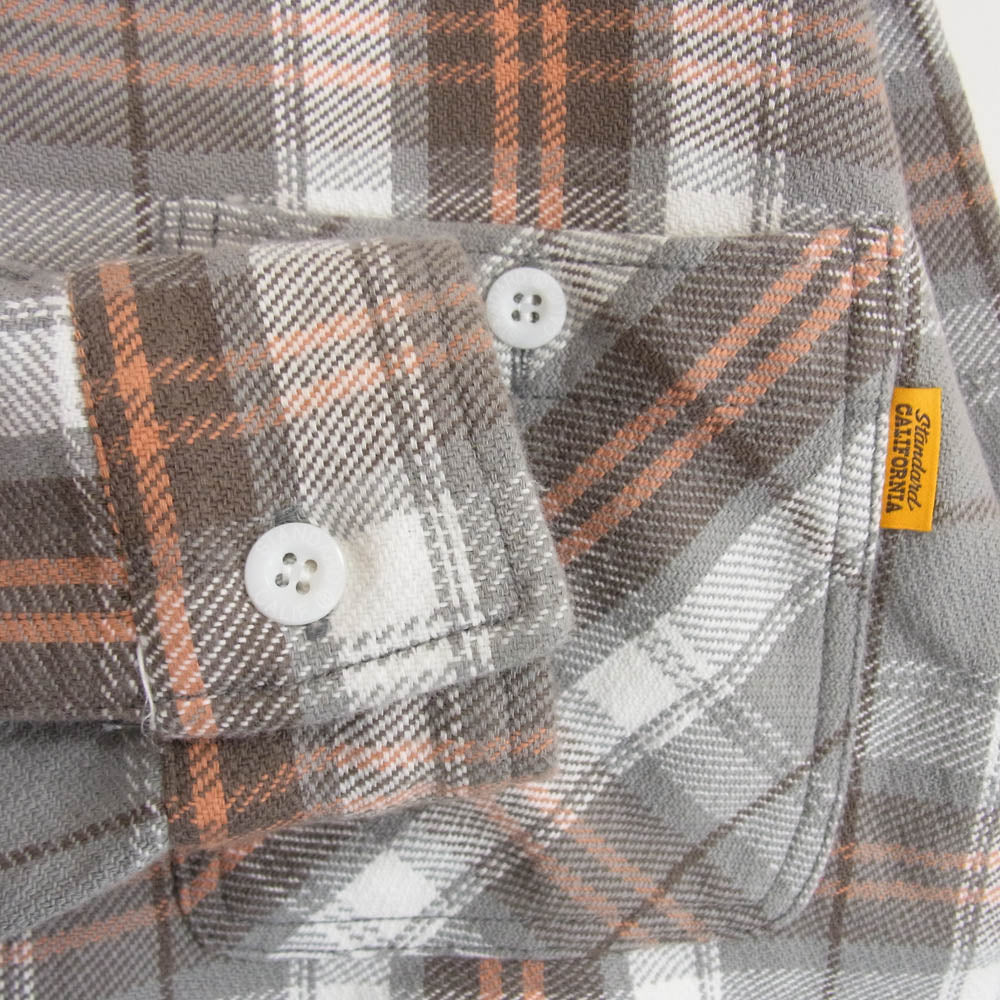 STANDARD CALIFORNIA スタンダードカリフォルニア SD Heavy Flannel Check Shirt ヘビー フランネル チェック シャツ ブラウン グレー系 M【極上美品】【中古】