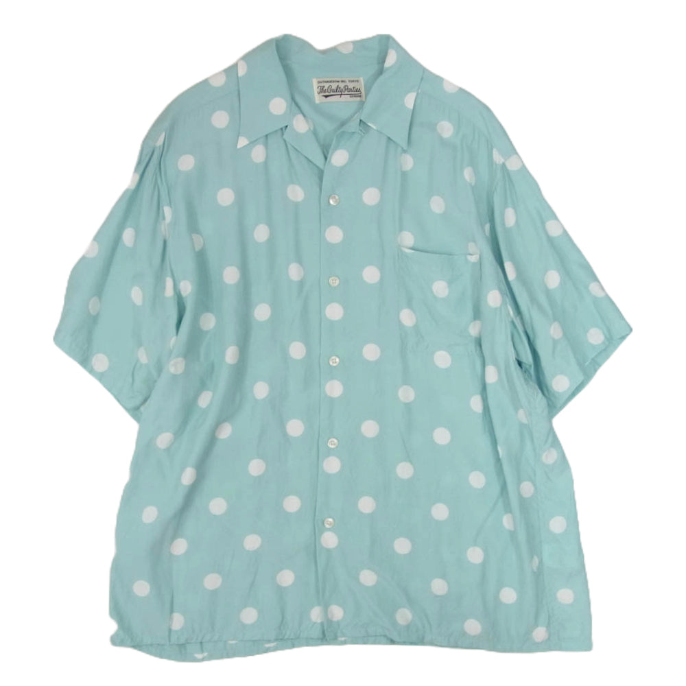 WACKO MARIA ワコマリア 22SS WMS-HI11 DOTS OPEN COLLAR SHIRT ドット オープン カラー シャツ ブルー系 XXL【中古】