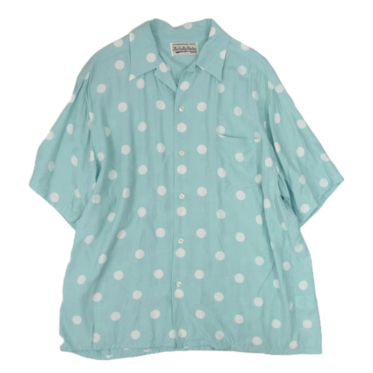 WACKO MARIA ワコマリア 22SS WMS-HI11 DOTS OPEN COLLAR SHIRT ドット オープン カラー シャツ ブルー系 XXL【中古】