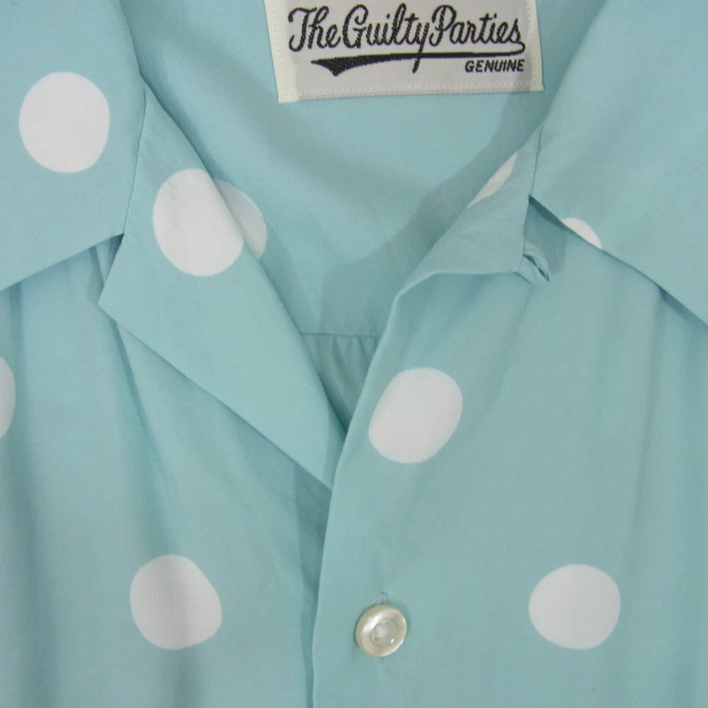 WACKO MARIA ワコマリア 22SS WMS-HI11 DOTS OPEN COLLAR SHIRT ドット オープン カラー シャツ ブルー系 XXL【中古】