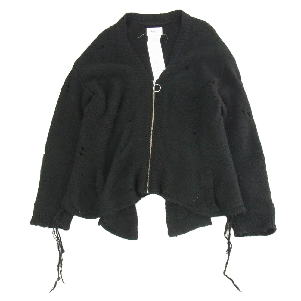 doublet ダブレット 22AW 76KN95 ZIP UP FUR YARN CARDIGAN ジップアップ カーディガン ブラック系 L【中古】