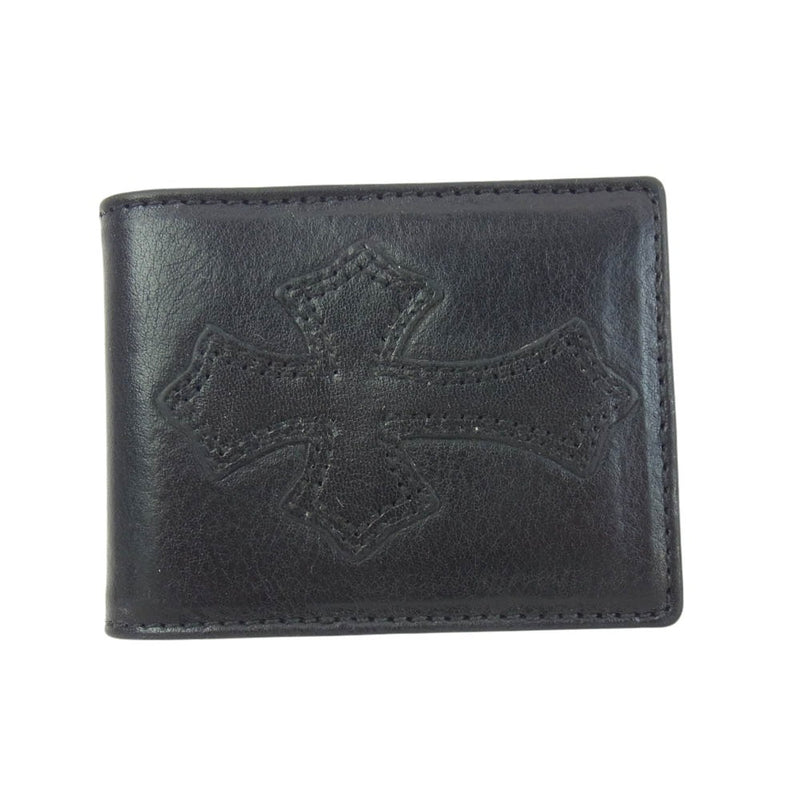 CHROME HEARTS クロムハーツ（原本有） MEMO HOLDER MINI CHクロス パッチ レザー ミニ メモホルダー ブラック系【中古】