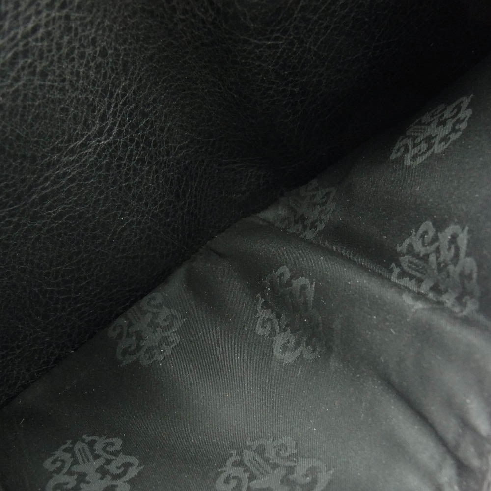 CHROME HEARTS クロムハーツ（原本有） SQ BTN BILL スクエアボタンビル レザーウォレット クロスボールボタン 二つ折り財布 ブラック系【中古】