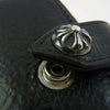 CHROME HEARTS クロムハーツ（原本有） SQ BTN BILL スクエアボタンビル レザーウォレット クロスボールボタン 二つ折り財布 ブラック系【中古】