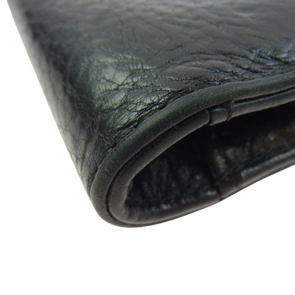 CHROME HEARTS クロムハーツ（原本有） SQ BTN BILL スクエアボタンビル レザーウォレット クロスボールボタン 二つ折り財布 ブラック系【中古】