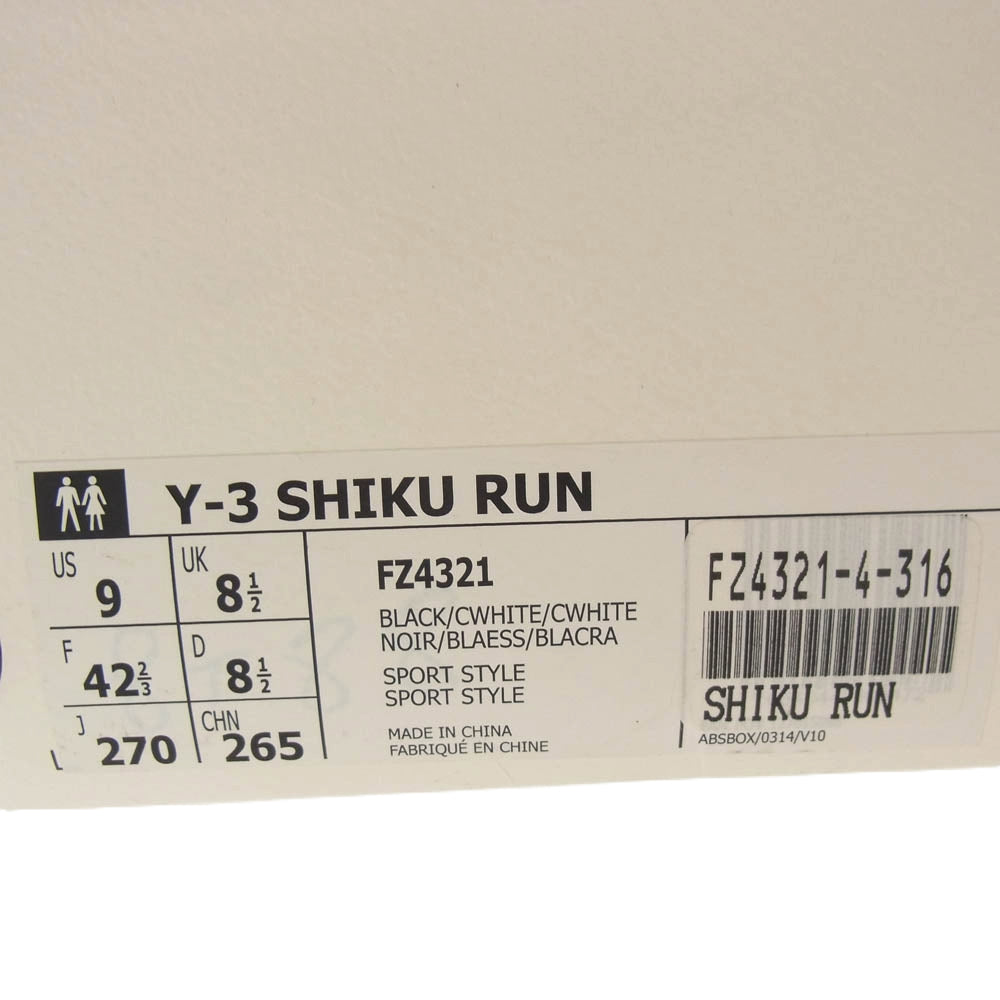 Y-3 Yohji Yamamoto ワイスリー ヨウジヤマモト FZ4321 SHIKU RUN ローカット スニーカー ブラック系 ホワイト系 27cm【中古】