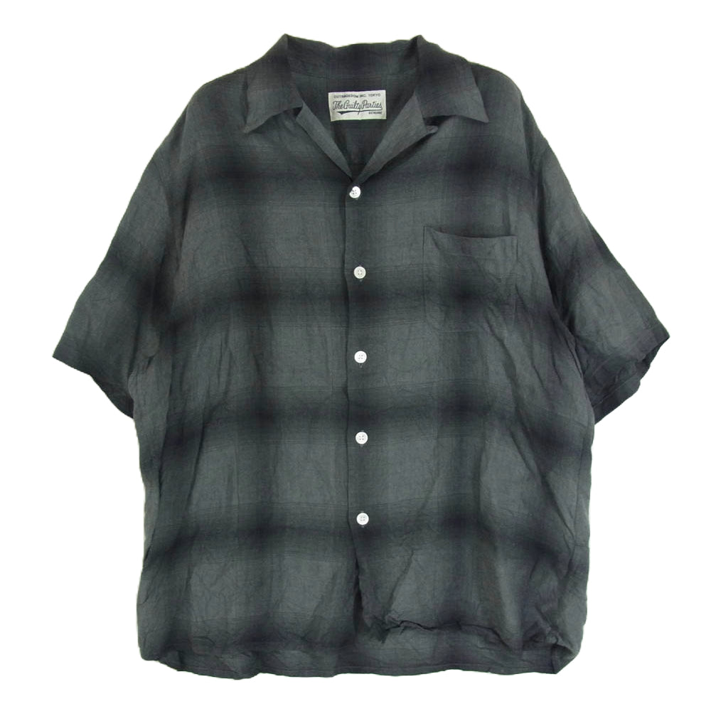 WACKO MARIA ワコマリア オンブレチェック  オープンカラー 半袖 シャツ ブラック系 M【中古】