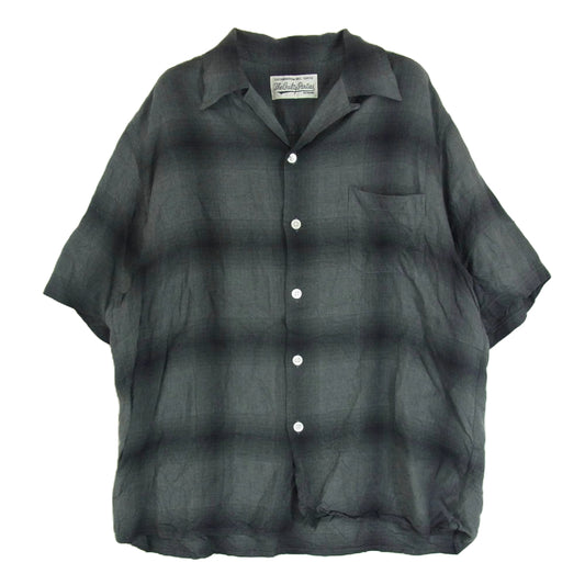WACKO MARIA ワコマリア オンブレチェック  オープンカラー 半袖 シャツ ブラック系 M【中古】