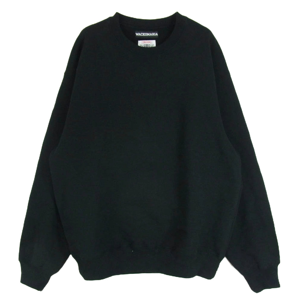 WACKO MARIA ワコマリア 24AW WOLFSHEAD-WM-SS01 WOLF'S HEAD ウルフズヘッド HEAVY WEIGHT SWEAT SHIRT ヘビーウエイト 刺繍 クルーネック スウェット ブラック系 L【中古】