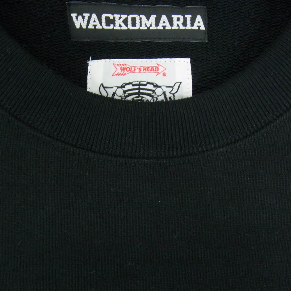 WACKO MARIA ワコマリア 24AW WOLFSHEAD-WM-SS01 WOLF'S HEAD ウルフズヘッド HEAVY WEIGHT SWEAT SHIRT ヘビーウエイト 刺繍 クルーネック スウェット ブラック系 L【中古】
