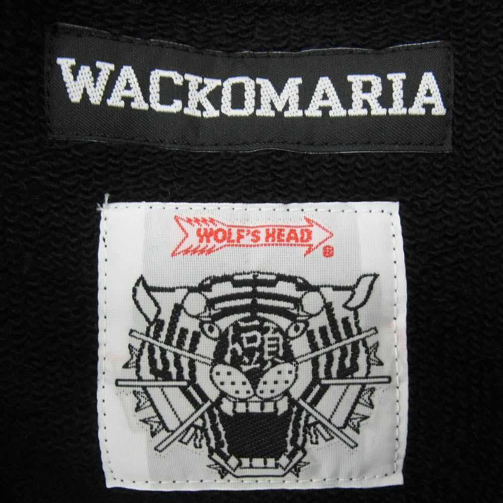 WACKO MARIA ワコマリア 24AW WOLFSHEAD-WM-SS01 WOLF'S HEAD ウルフズヘッド HEAVY WEIGHT SWEAT SHIRT ヘビーウエイト 刺繍 クルーネック スウェット ブラック系 L【中古】