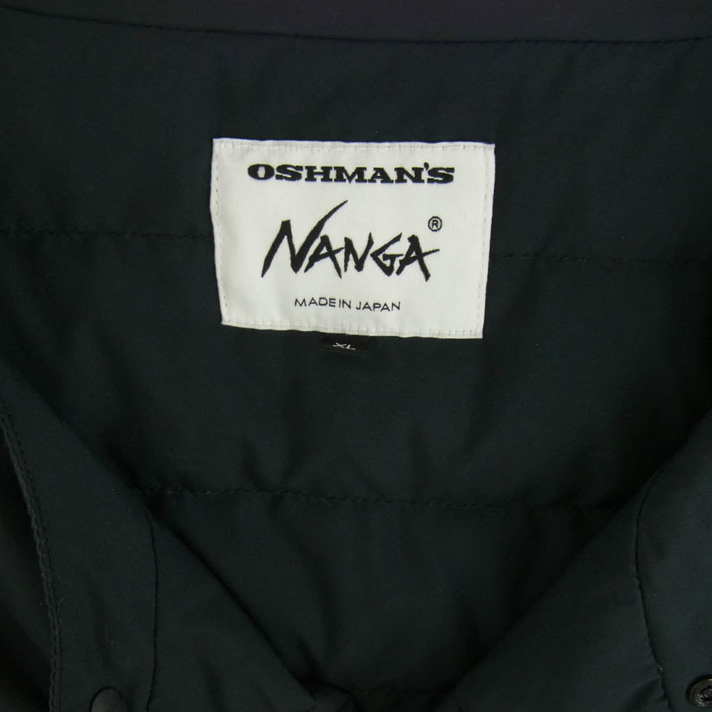 NANGA ナンガ ×OSHMANS オッシュマンズ INNER DOWN CARDIGAN インナーダウン ノーカラー ダウンジャケット ブラック系 XL【中古】