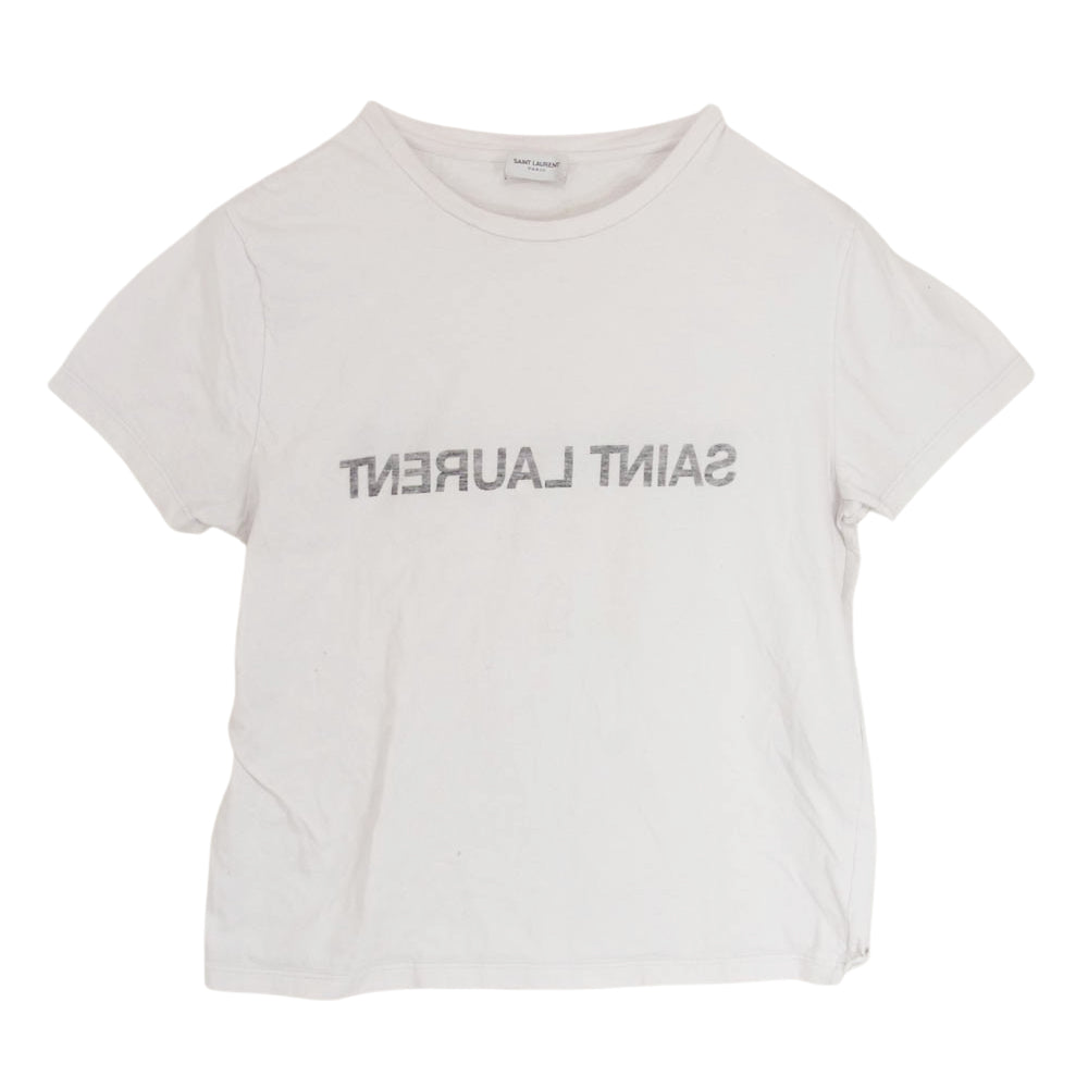 SAINT LAURENT サンローラン 663278 Y376HE REVERSE LOGO T-SHIRT リバース ロゴプリント Tシャツ ホワイト系 M【中古】