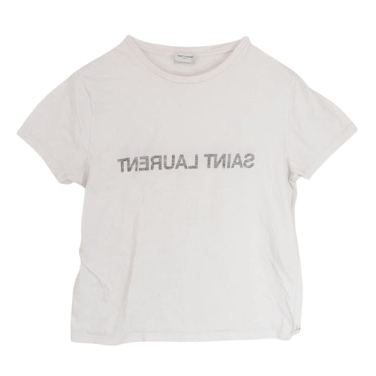 SAINT LAURENT サンローラン 663278 Y376HE REVERSE LOGO T-SHIRT リバース ロゴプリント Tシャツ ホワイト系 M【中古】