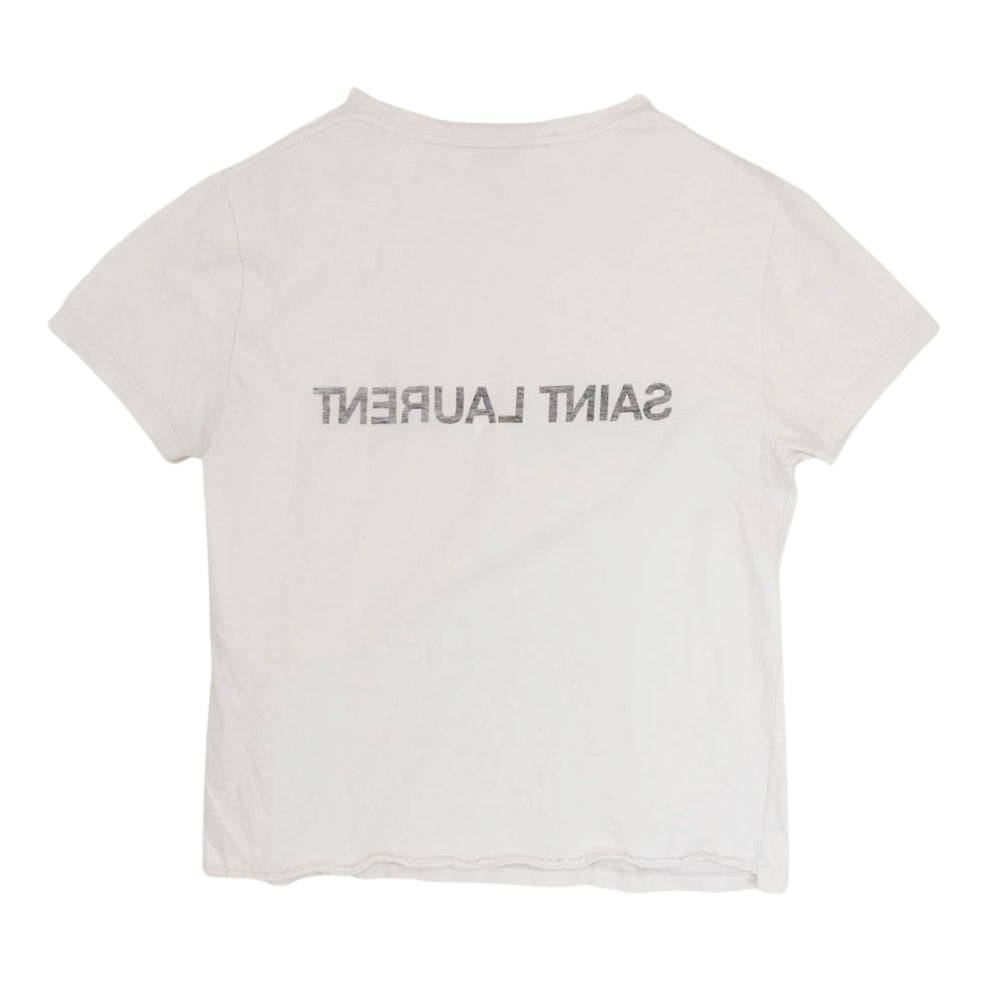 SAINT LAURENT サンローラン 663278 Y376HE REVERSE LOGO T-SHIRT リバース ロゴプリント Tシャツ ホワイト系 M【中古】