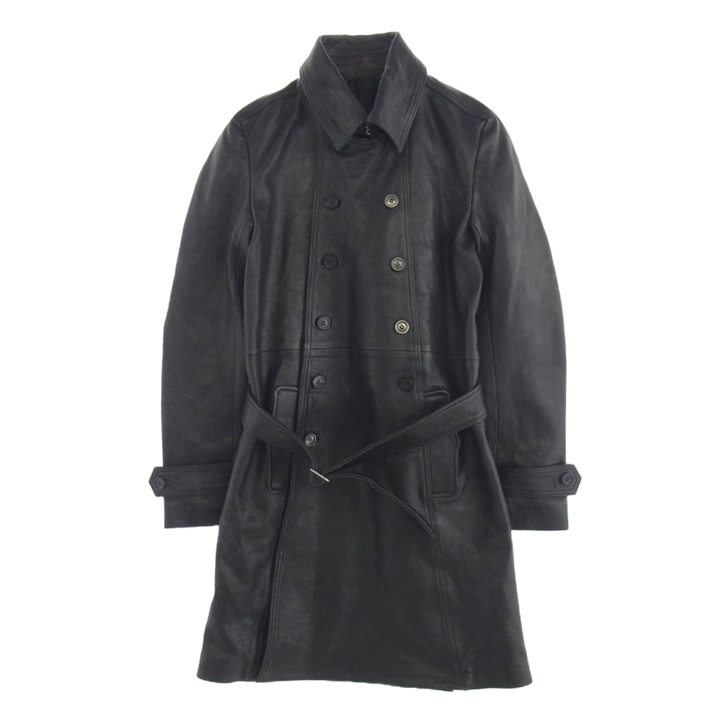 NO ID. ノーアイディ 851030-246L ラムレザー W ブレスト コート レザー ジャケット ブラック系 1【中古】