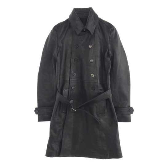 NO ID. ノーアイディ 851030-246L ラムレザー W ブレスト コート レザー ジャケット ブラック系 1【中古】