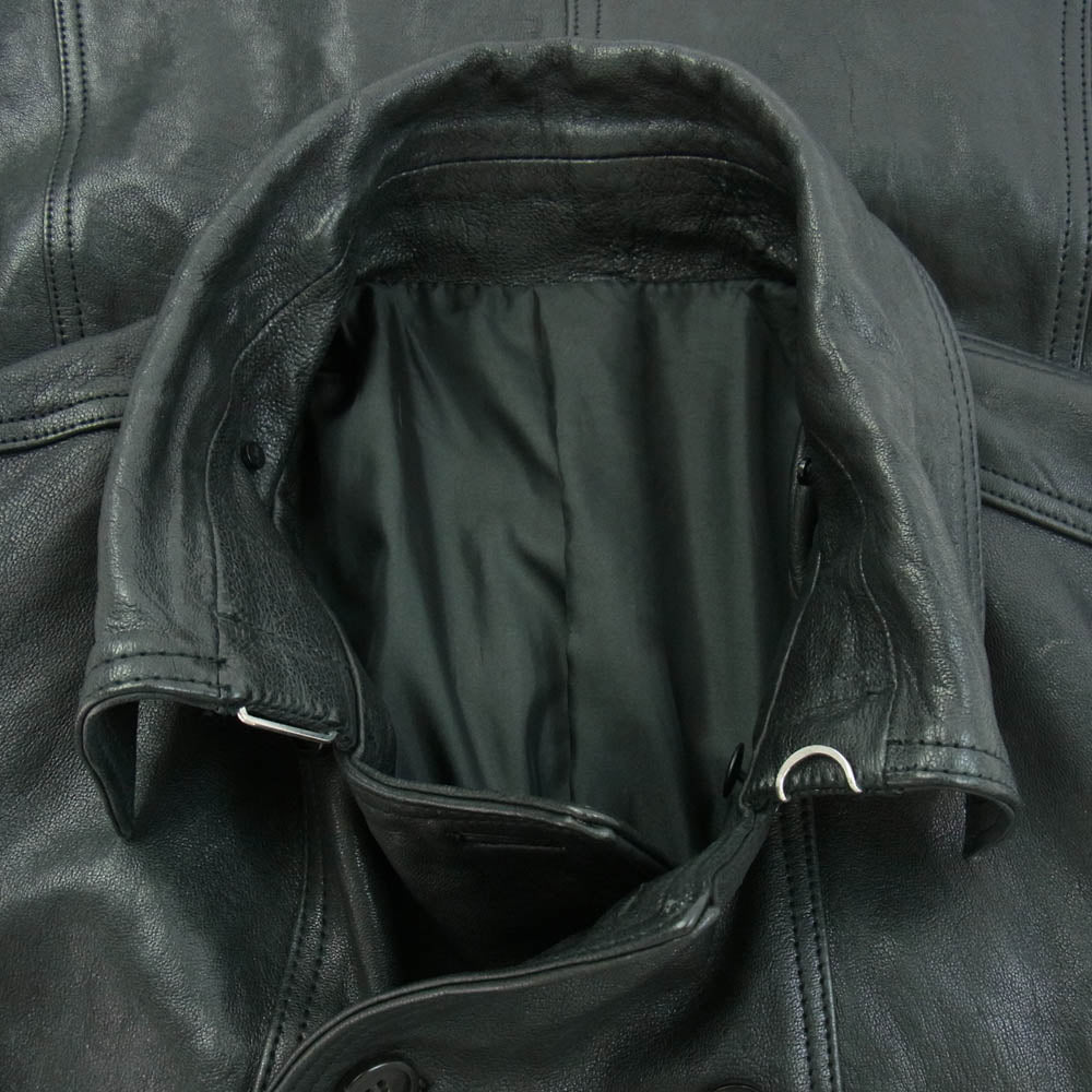 NO ID. ノーアイディ 851030-246L ラムレザー W ブレスト コート レザー ジャケット ブラック系 1【中古】