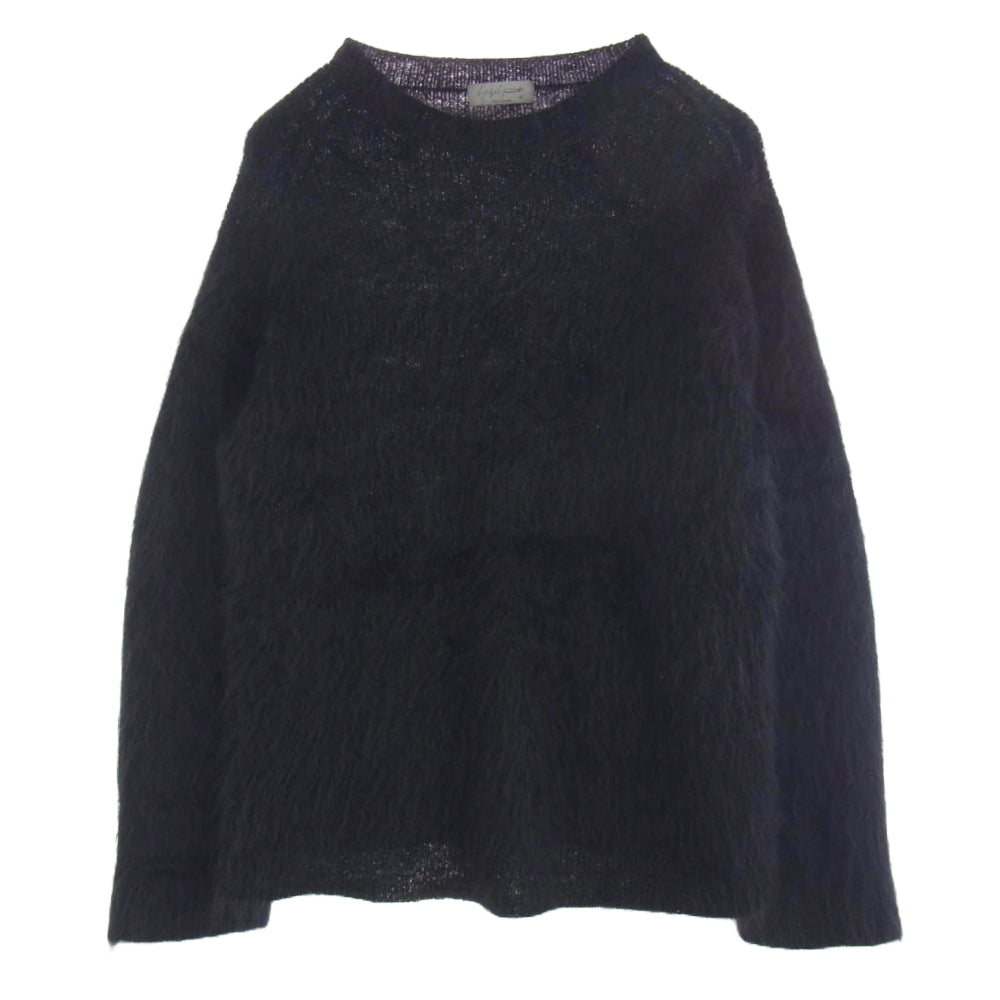 Yohji Yamamoto POUR HOMME ヨウジヤマモトプールオム HE-K01-190 HALF CARDIGAN FUR FINISH CREW NECK ハーフカーディガン ファーフィニッシュ クルーネック モヘア ニット ブラック系 3【中古】