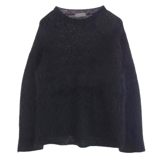 Yohji Yamamoto POUR HOMME ヨウジヤマモトプールオム HE-K01-190 HALF CARDIGAN FUR FINISH CREW NECK ハーフカーディガン ファーフィニッシュ クルーネック モヘア ニット ブラック系 3【中古】