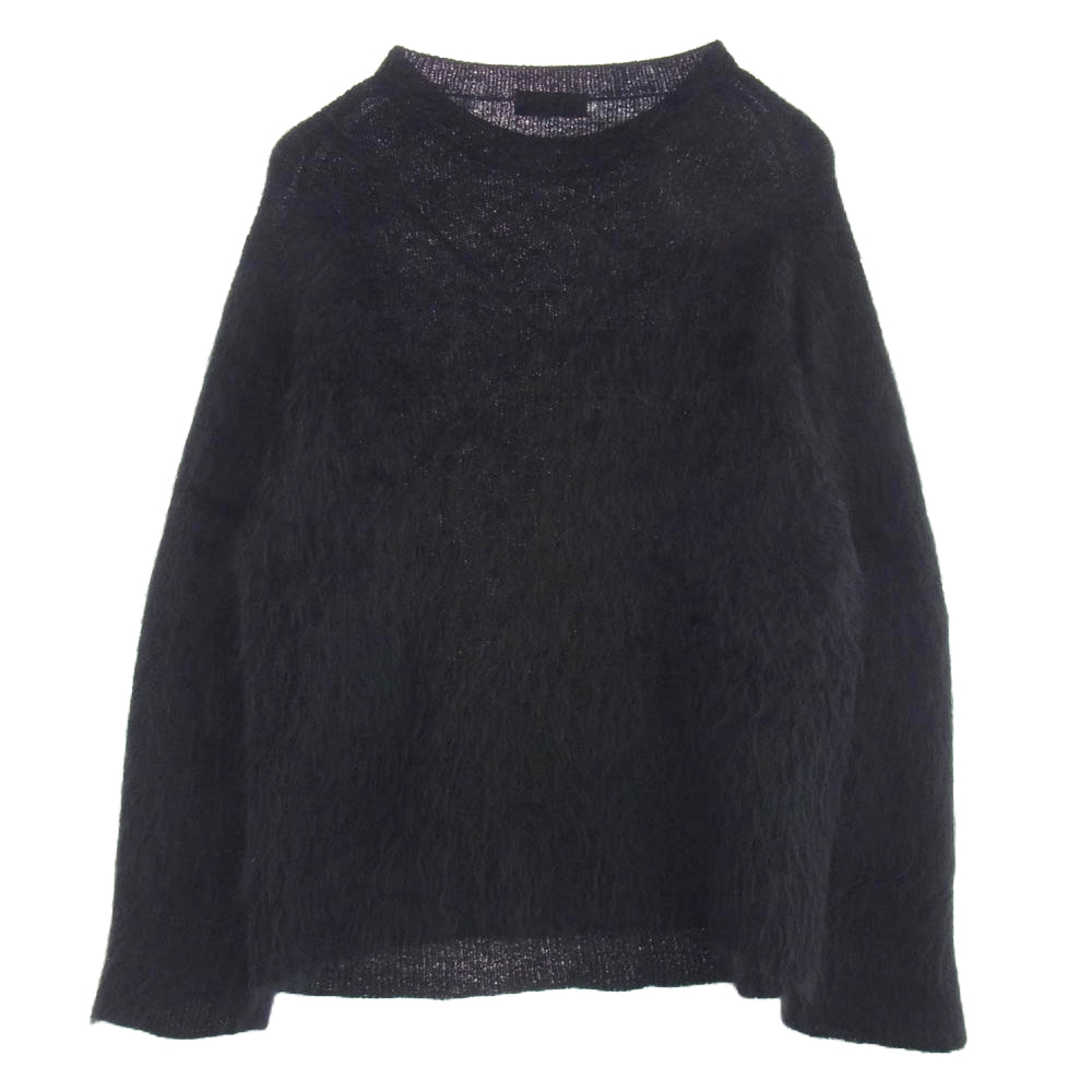 Yohji Yamamoto POUR HOMME ヨウジヤマモトプールオム HE-K01-190 HALF CARDIGAN FUR FINISH CREW NECK ハーフカーディガン ファーフィニッシュ クルーネック モヘア ニット ブラック系 3【中古】