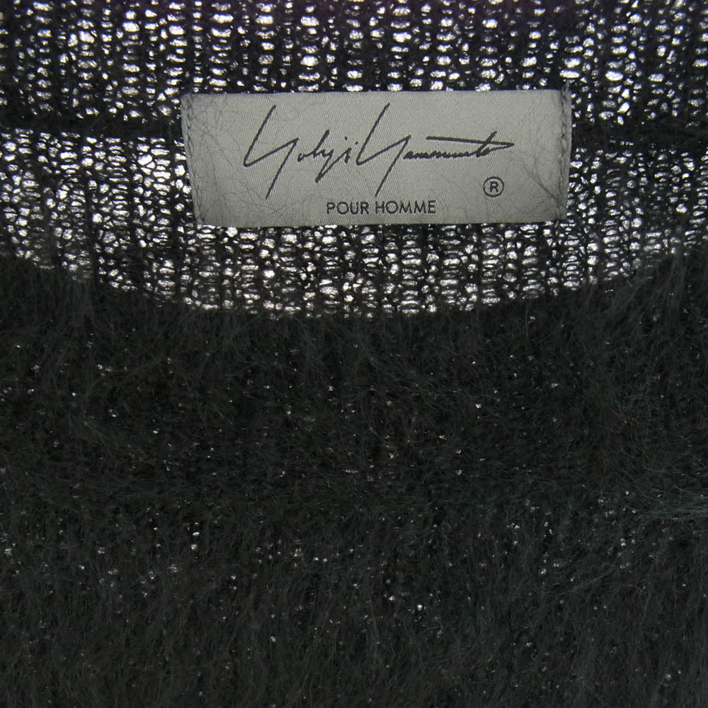 Yohji Yamamoto POUR HOMME ヨウジヤマモトプールオム HE-K01-190 HALF CARDIGAN FUR FINISH CREW NECK ハーフカーディガン ファーフィニッシュ クルーネック モヘア ニット ブラック系 3【中古】