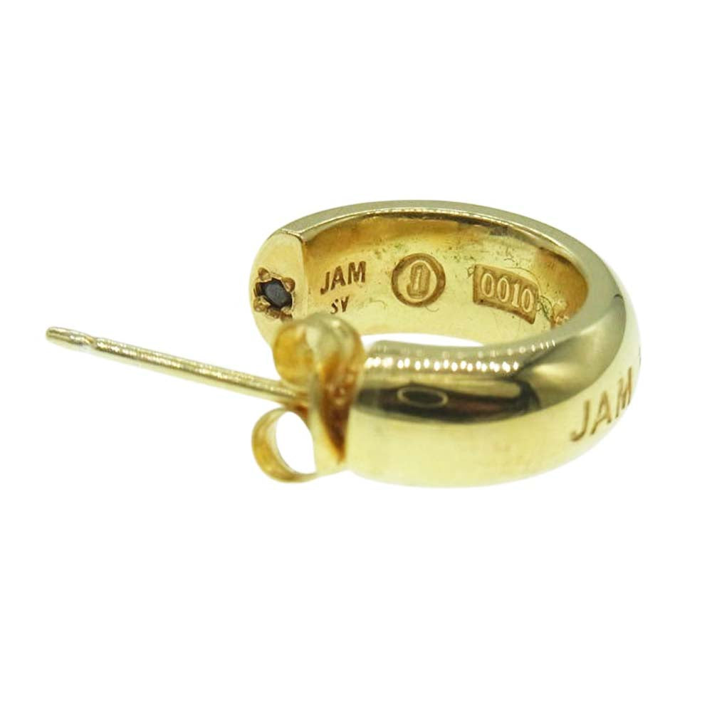 JAM HOME MADE ジャムホームメイド ラウンドダイヤモンド ブラックダイヤ プレート ピアス ゴールド ゴールド系【中古】