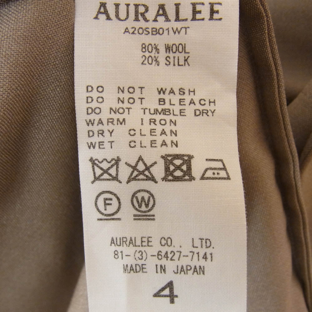 AURALEE オーラリー 20SS A20SB01WT WOOL SILK TROPICAL SHIRTS JACKET ウール シルク混 トロピカル シャツ ジャケット ベージュ系 4【中古】