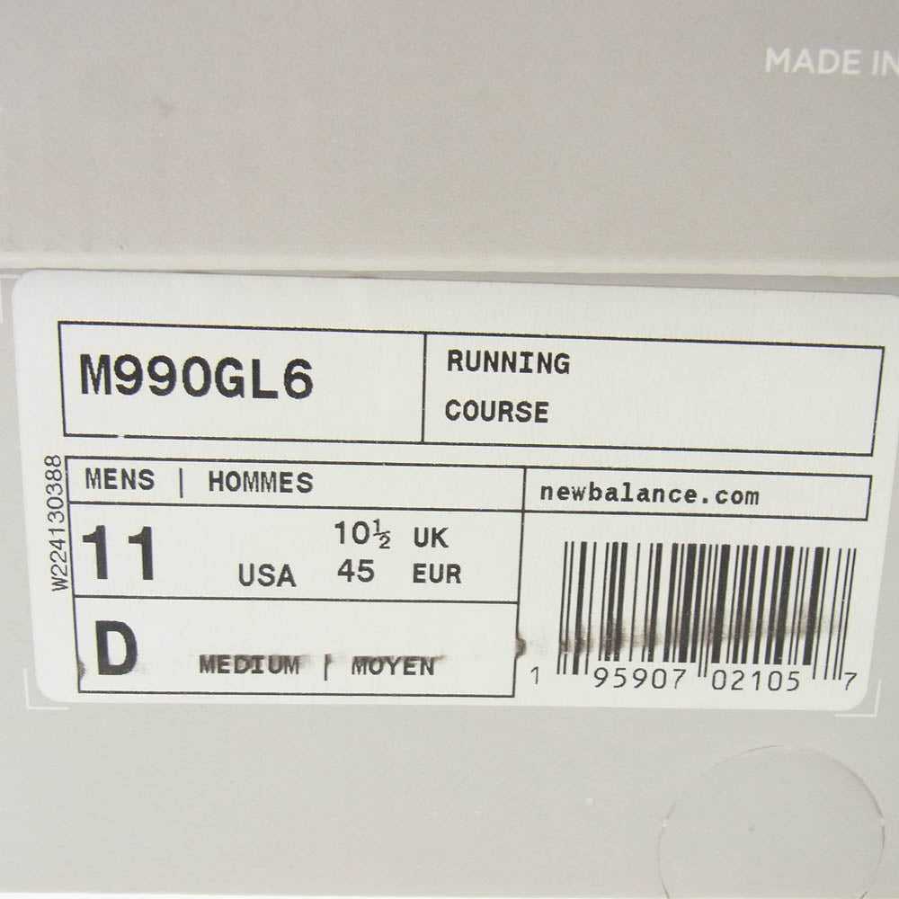 NEW BALANCE ニューバランス M990GL6 USA製 990 スエード メッシュ スニーカー グレー系 29cm【中古】