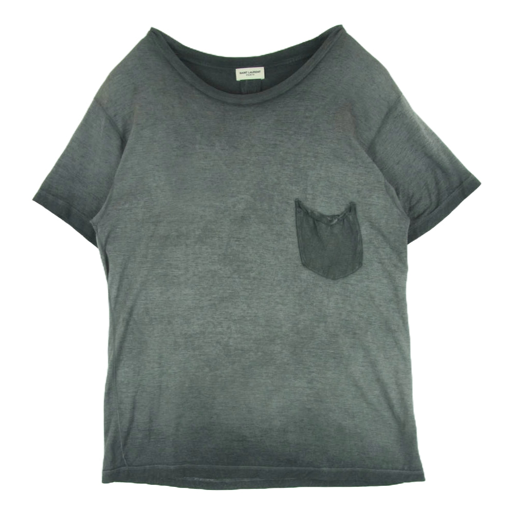 SAINT LAURENT サンローラン エディ期 16SS 375900 Y2TS1 ガーメントダイ クラシック クルーネック ポケット Tシャツ 半袖 カットソー グレー系 S【中古】