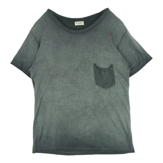 SAINT LAURENT サンローラン エディ期 16SS 375900 Y2TS1 ガーメントダイ クラシック クルーネック ポケット Tシャツ 半袖 カットソー グレー系 S【中古】