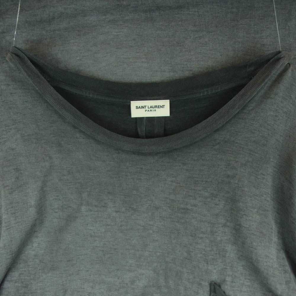 SAINT LAURENT サンローラン エディ期 16SS 375900 Y2TS1 ガーメントダイ クラシック クルーネック ポケット Tシャツ 半袖 カットソー グレー系 S【中古】