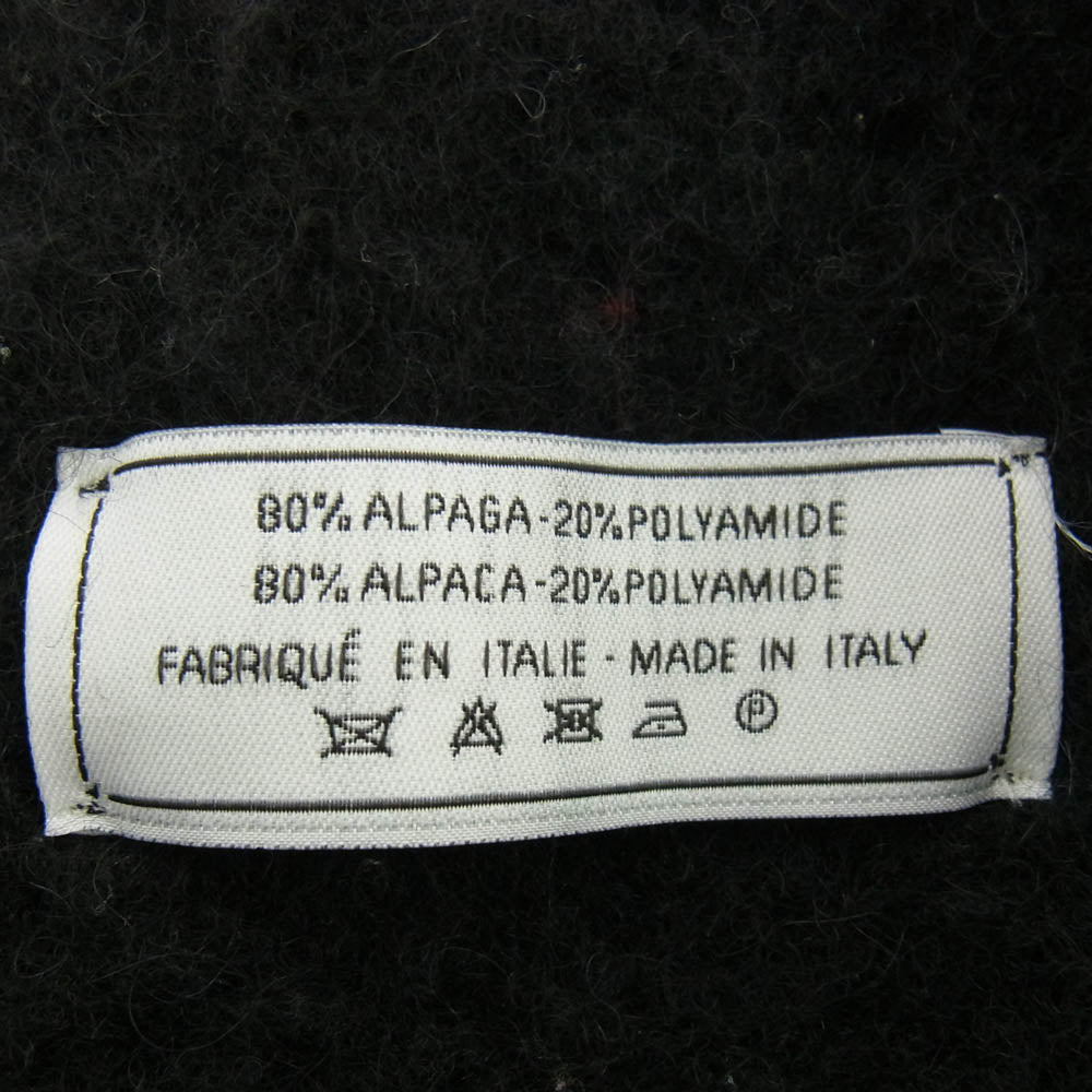 AMI PARIS アミパリス ALEXANDRE MATTIUSSI ハートロゴ刺繍 フリンジ 大判 マフラー ストール ブラック系【中古】