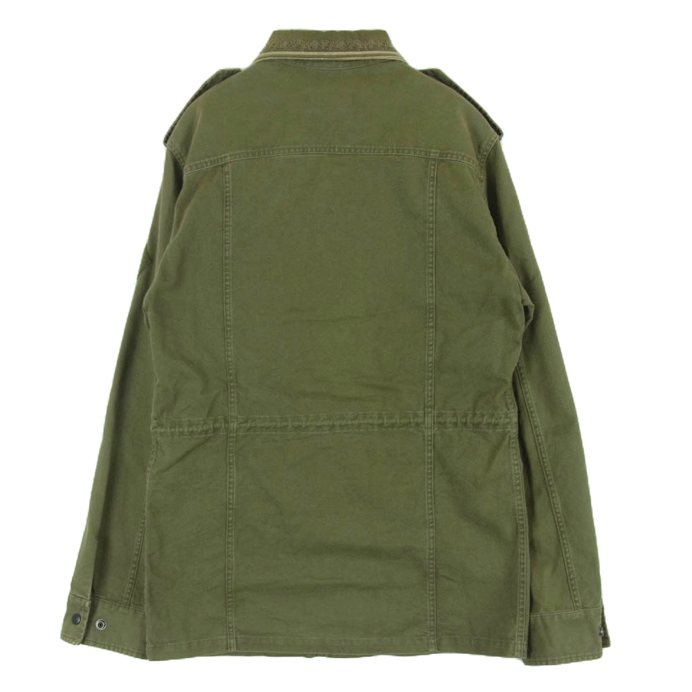 SAINT LAURENT サンローラン 560805 Y153W エポレット付き エンブロイダリー ミリタリー ジャケット グリーン系 44【中古】