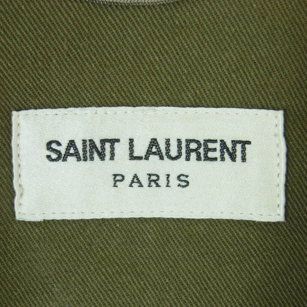 SAINT LAURENT サンローラン 560805 Y153W エポレット付き エンブロイダリー ミリタリー ジャケット グリーン系 44【中古】