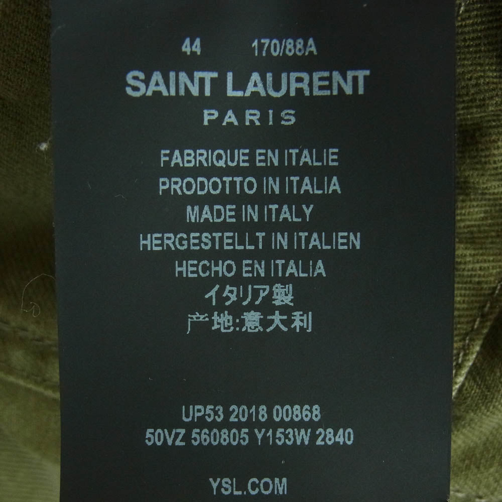 SAINT LAURENT サンローラン 560805 Y153W エポレット付き エンブロイダリー ミリタリー ジャケット グリーン系 44【中古】