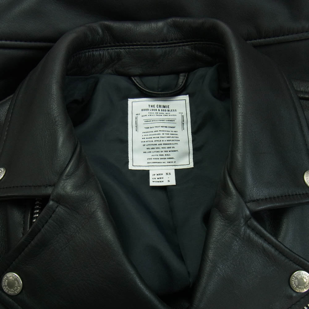 CRIMIE クライミー CR01-01K5-JK58 W RIDERS JACKET ダブルライダース レザー ジャケット ブラック系 XS【中古】