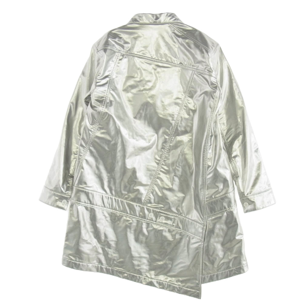 COMME des GARCONS HOMME PLUS コムデギャルソンオムプリュス 18AW AD2018 PB-J086 White Shock ホワイトショック期 シャイニー加工 シルバー ねじれ 斜め釦 変形 コート シルバー系 S【中古】
