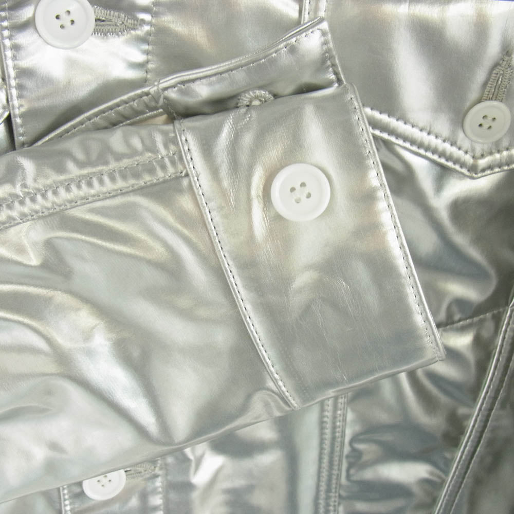 COMME des GARCONS HOMME PLUS コムデギャルソンオムプリュス 18AW AD2018 PB-J086 White Shock ホワイトショック期 シャイニー加工 シルバー ねじれ 斜め釦 変形 コート シルバー系 S【中古】