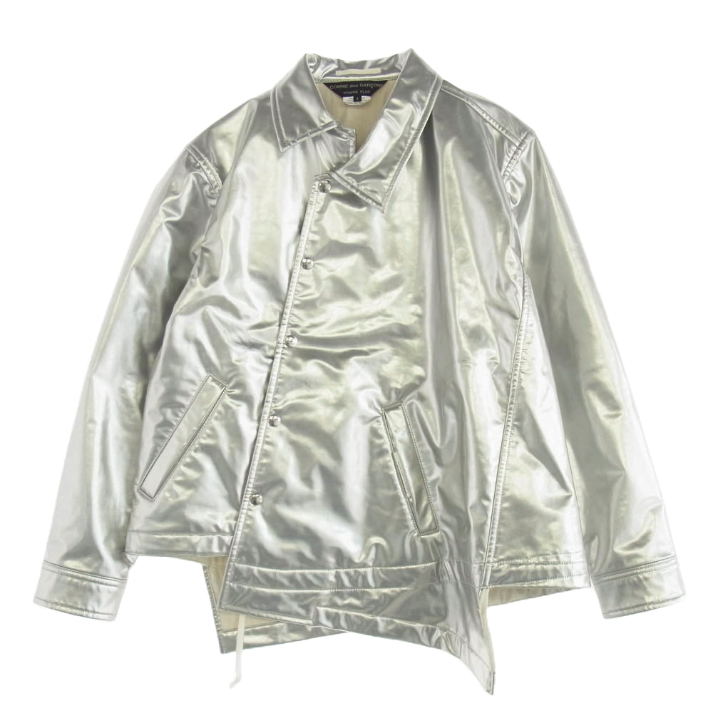 COMME des GARCONS HOMME PLUS コムデギャルソンオムプリュス 18AW AD2018 PB-J089 White Shock ホワイトショック期 シャイニー加工 シルバー 変形 コーチジャケット シルバー系 S【中古】
