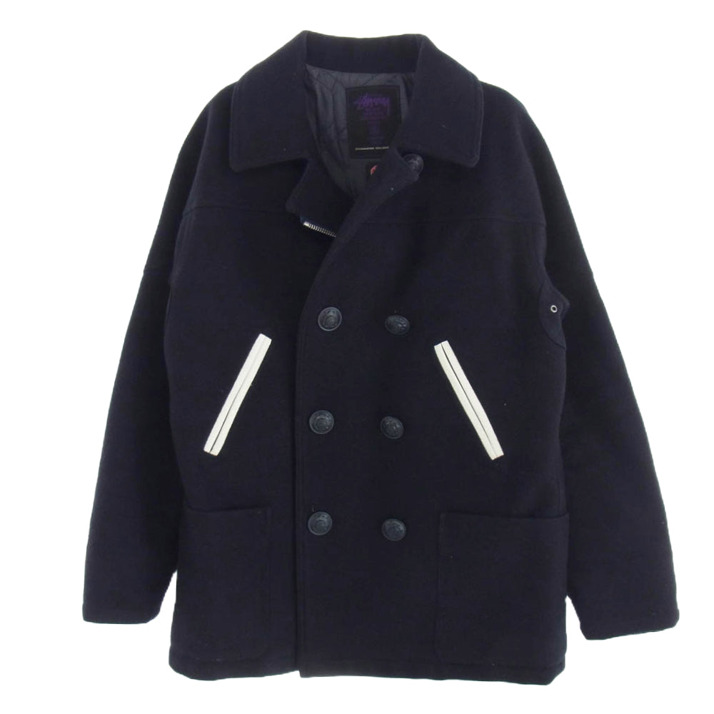 STUSSY ステューシー GORE WINDSTOPPER ゴア ウィンドストッパー Pコート ネイビー系 L【中古】