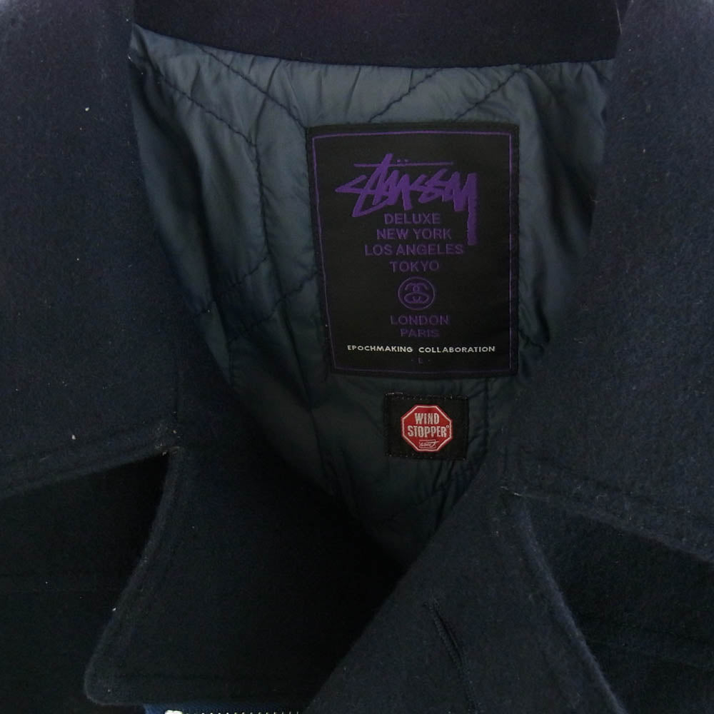 STUSSY ステューシー GORE WINDSTOPPER ゴア ウィンドストッパー Pコート ネイビー系 L【中古】