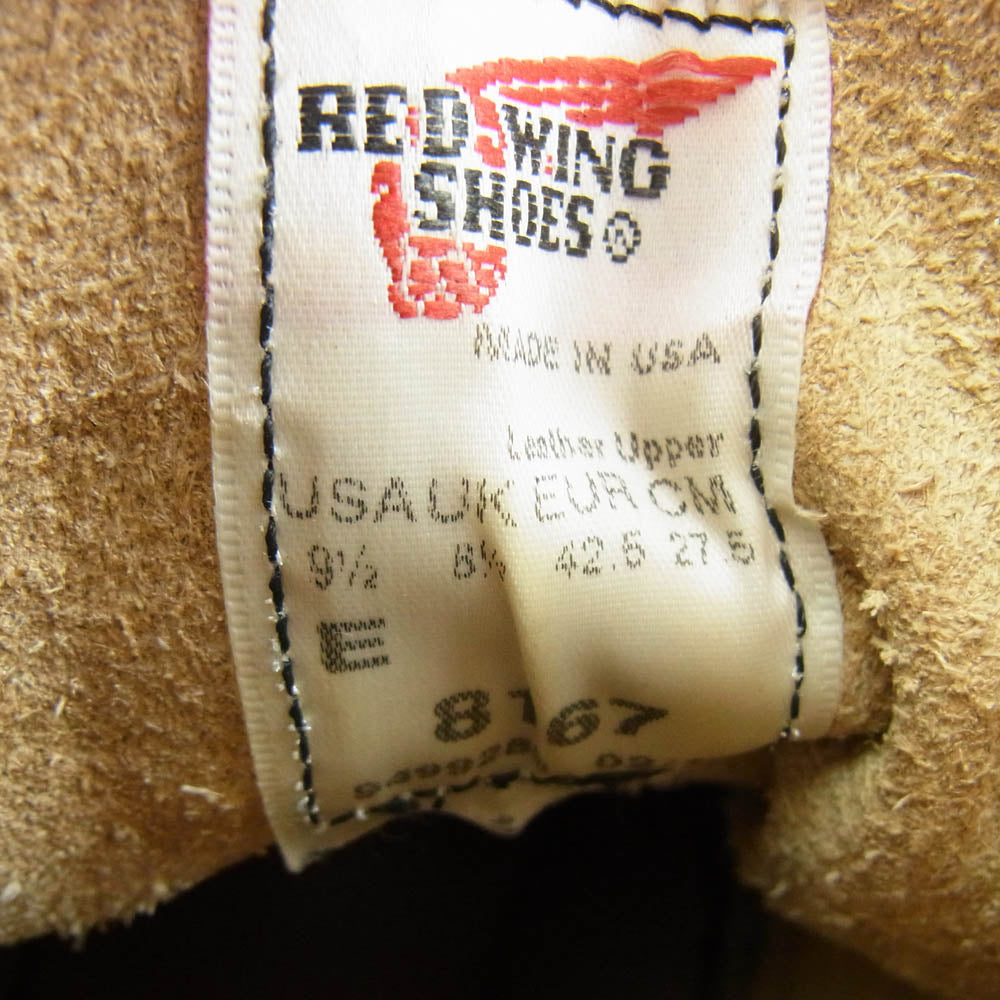RED WING レッドウィング 8167 2010年製 6INCH SUEDE 6インチ プレーントゥ ワークブーツ ライトブラウン系 27.5cm【中古】