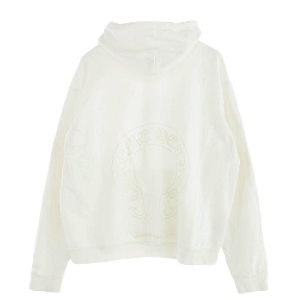 CHROME HEARTS クロムハーツ（原本無） WWW.CHROMEHEARTS.COM HOODIE オンライン限定 ホースシュー ダガー ジップアップ フーディ スウェット パーカー ホワイト系 L【中古】